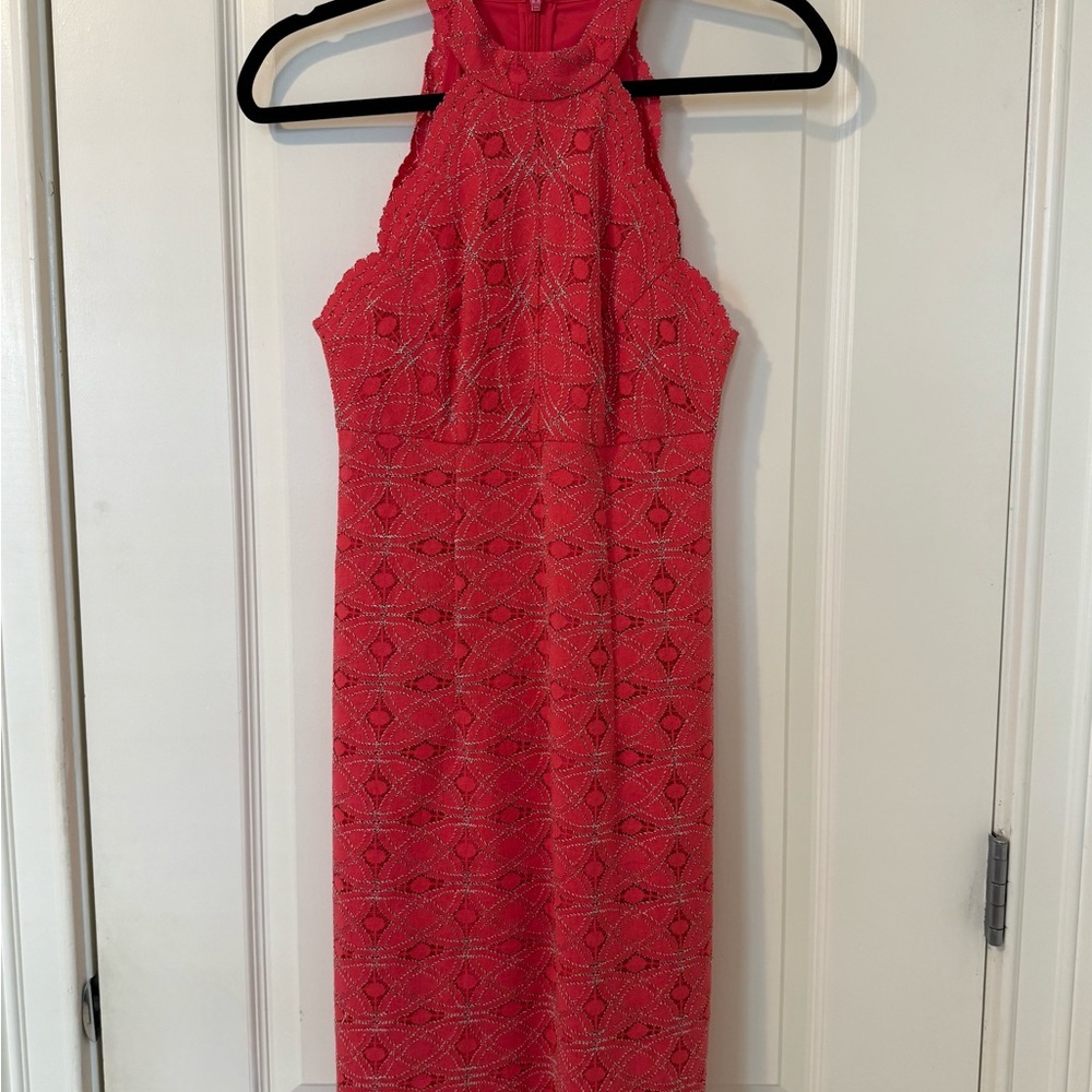 Elegant Red Lace Halter Dress